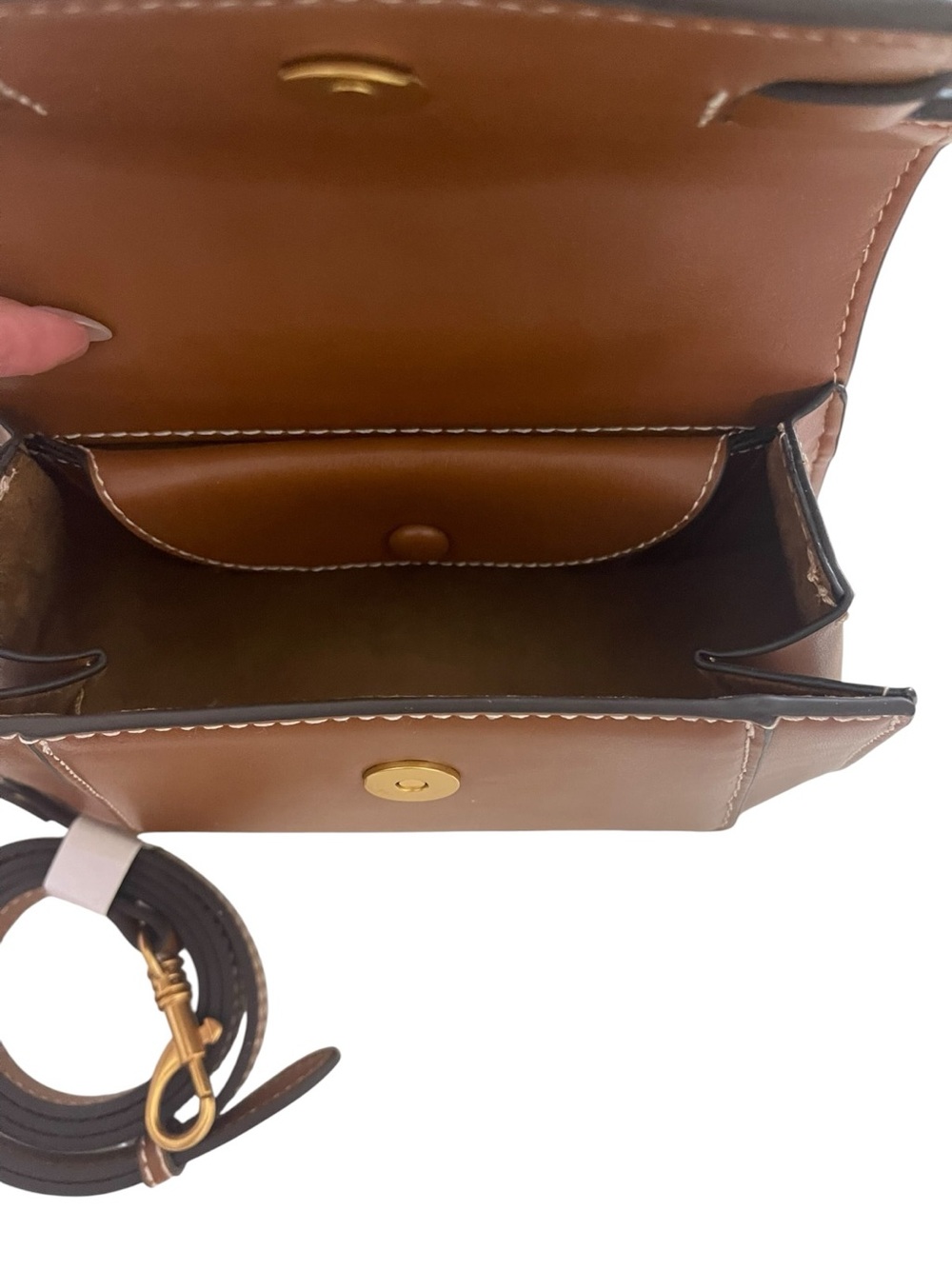 ZARA Mini City Buckle Crossbody Satchel Camel Brown Top Handle NWT - Picture 4 of 10